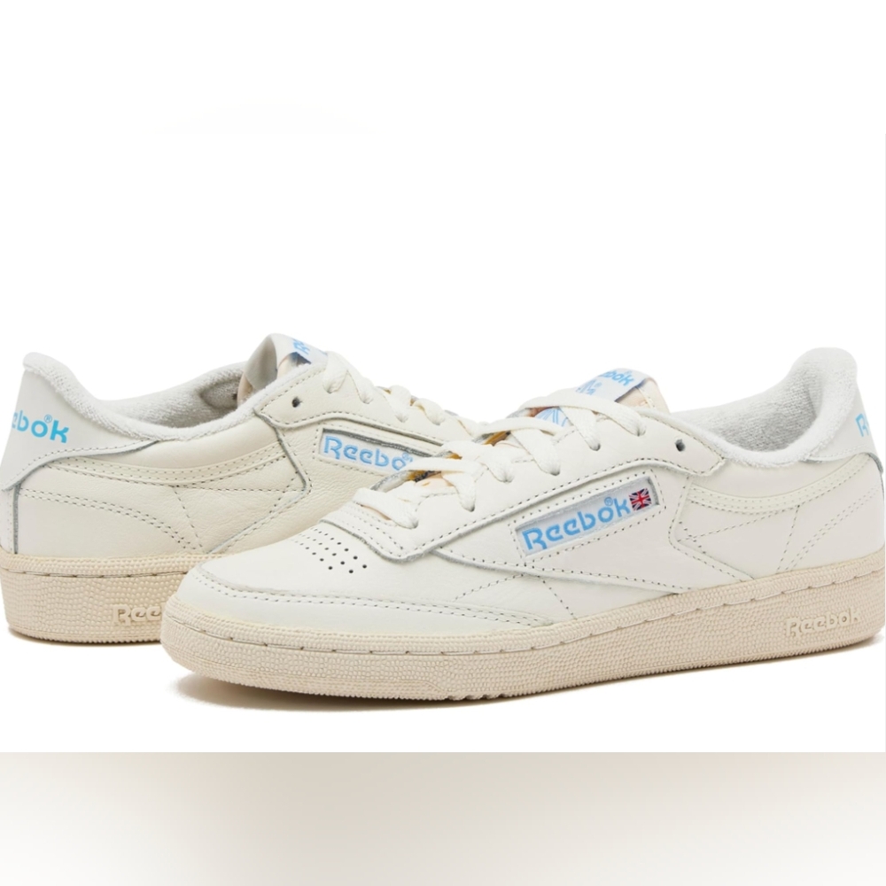 Reebok Off-White Sneakers with Blue Details